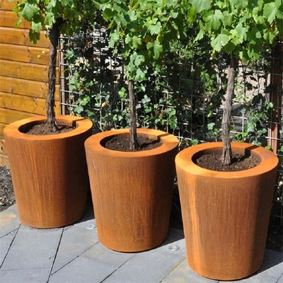 Metalowe doniczki ogrodowe na zewnątrz Stożkowe cylindryczne donice stożkowe ze stali Corten