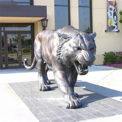 3m Realistyczna rzeźba metalowa na zewnątrz Antyczny posąg z brązu tygrysa