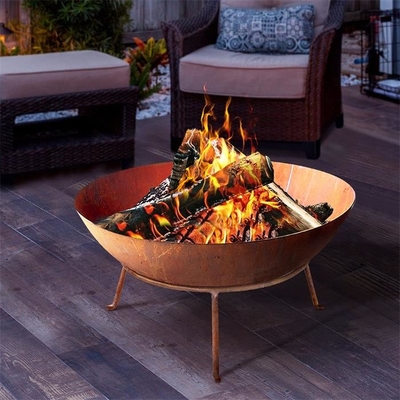 Nowoczesna dekoracyjna stalowa miska ogniowa Corten Steel Fire Pit ze stojakiem