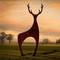 Współczesne zardzewiałe metalowe ozdoby ogrodowe Corten Steel Deer Lawn Sculpture